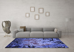 Machine Washable Oriental Blue Industrial Rug in a Living Room, wshurb2002blu