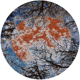 Round Machine Washable Industrial Modern Burgundy Brown Rug, wshurb2002