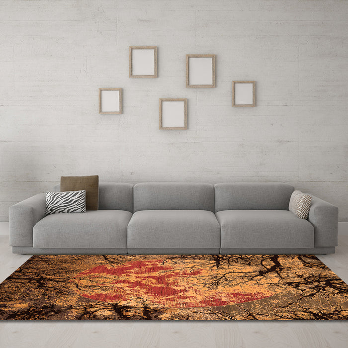 Machine Washable Oriental Orange Industrial Area Rugs in a Living Room, wshurb2002org