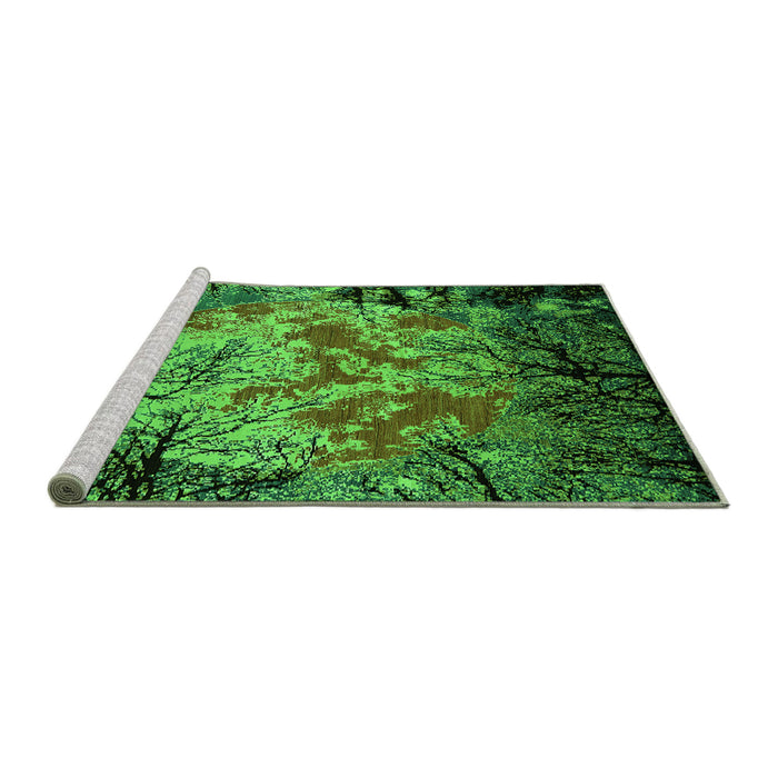 Sideview of Machine Washable Oriental Green Industrial Area Rugs, wshurb2002grn