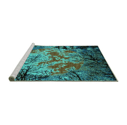 Sideview of Machine Washable Oriental Turquoise Industrial Area Rugs, wshurb2002turq