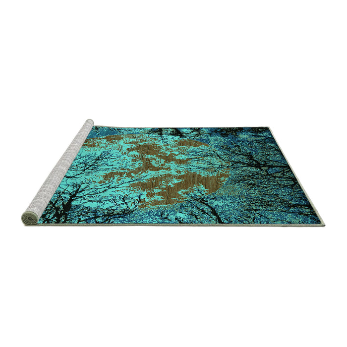 Sideview of Machine Washable Oriental Turquoise Industrial Area Rugs, wshurb2002turq