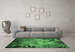 Machine Washable Oriental Emerald Green Industrial Area Rugs in a Living Room,, wshurb2002emgrn