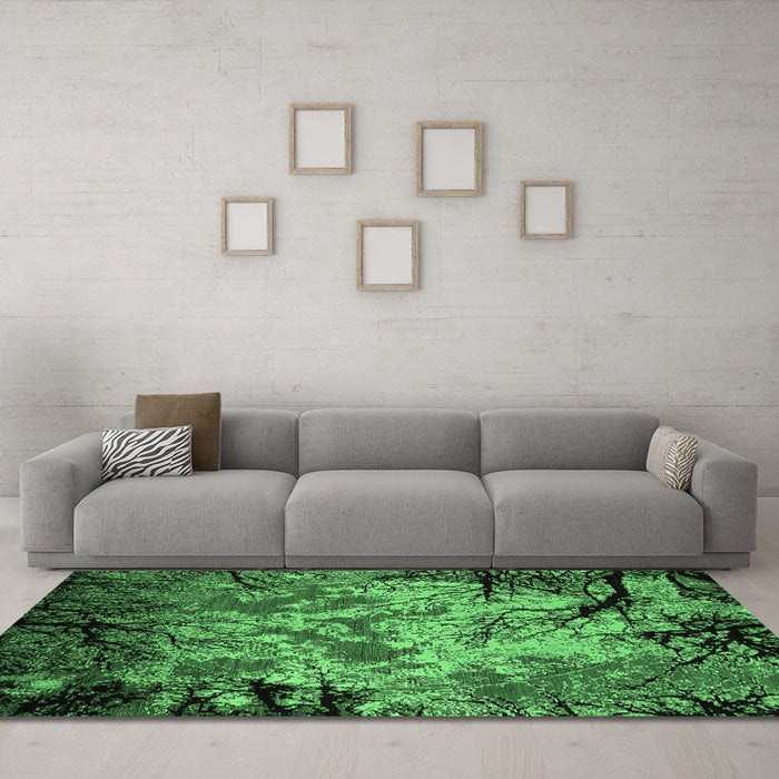 Machine Washable Oriental Emerald Green Industrial Area Rugs in a Living Room,, wshurb2002emgrn