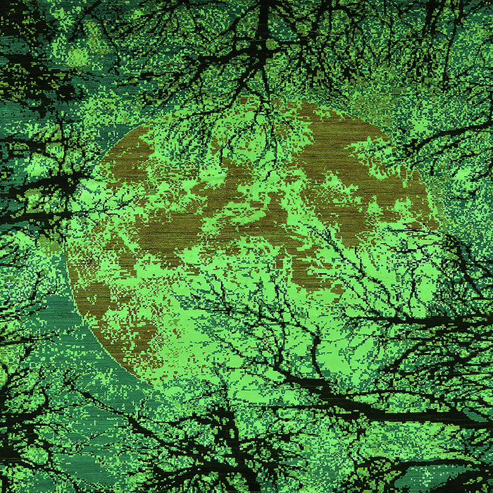 Square Oriental Green Industrial Rug, urb2002grn