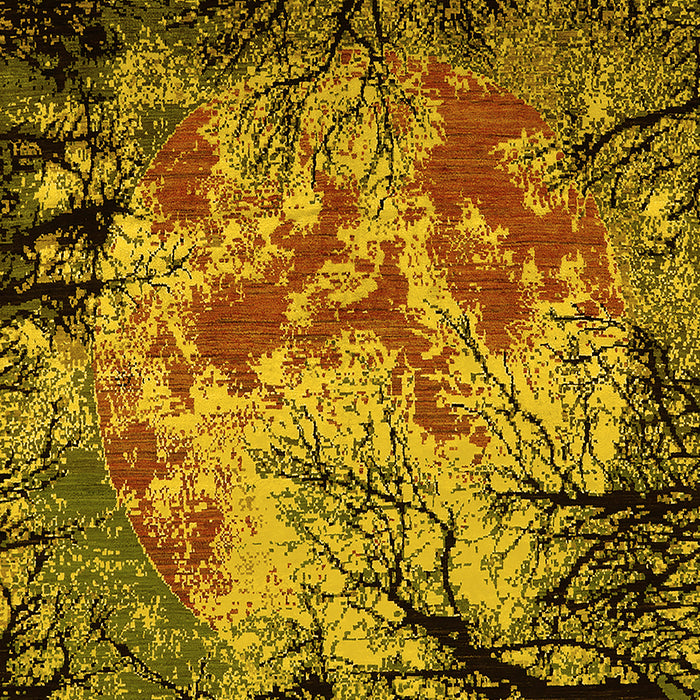 Machine Washable Oriental Yellow Industrial Rug, wshurb2002yw