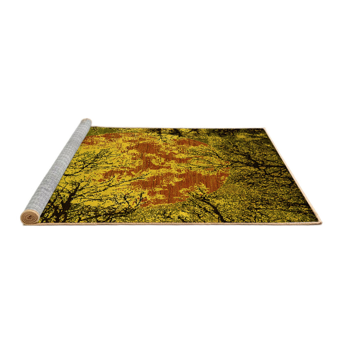 Sideview of Machine Washable Oriental Yellow Industrial Rug, wshurb2002yw