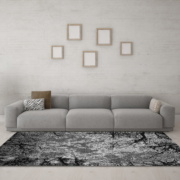 Machine Washable Oriental Gray Industrial Rug in a Living Room,, wshurb2002gry