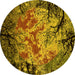 Round Oriental Yellow Industrial Rug, urb2002yw