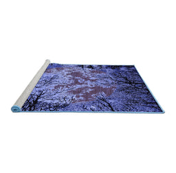Sideview of Machine Washable Oriental Blue Industrial Rug, wshurb2002blu
