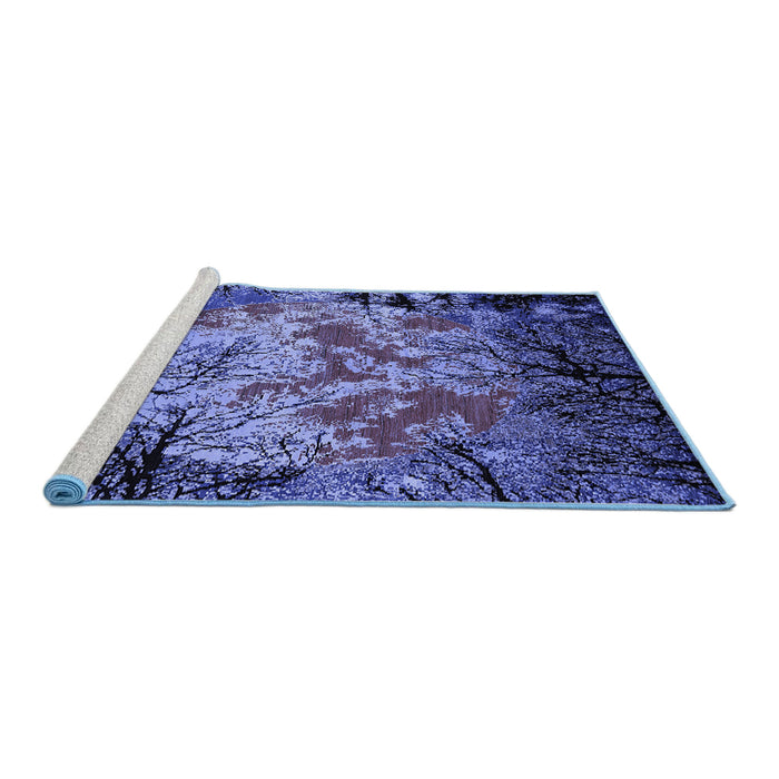 Sideview of Machine Washable Oriental Blue Industrial Rug, wshurb2002blu