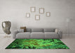 Machine Washable Oriental Green Industrial Area Rugs in a Living Room,, wshurb2002grn