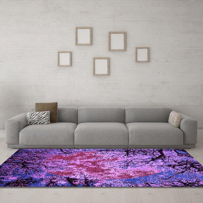 Machine Washable Oriental Purple Industrial Area Rugs in a Living Room, wshurb2002pur