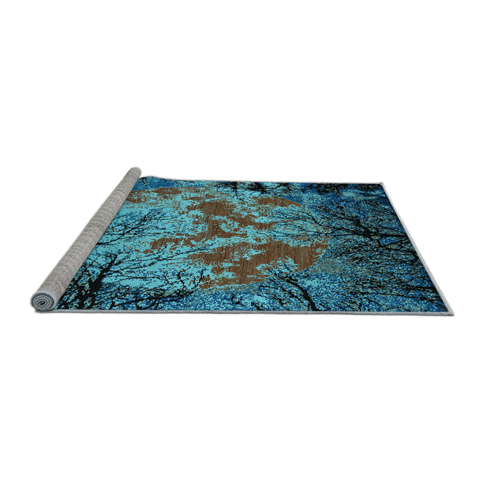 Sideview of Machine Washable Oriental Light Blue Industrial Rug, wshurb2002lblu