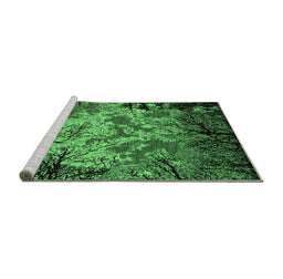 Sideview of Machine Washable Oriental Emerald Green Industrial Area Rugs, wshurb2002emgrn