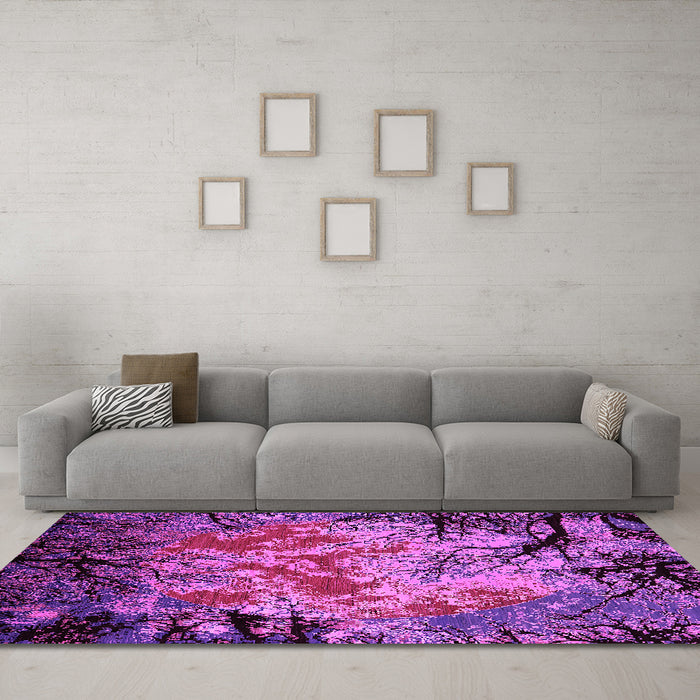 Machine Washable Oriental Pink Industrial Rug in a Living Room, wshurb2002pnk