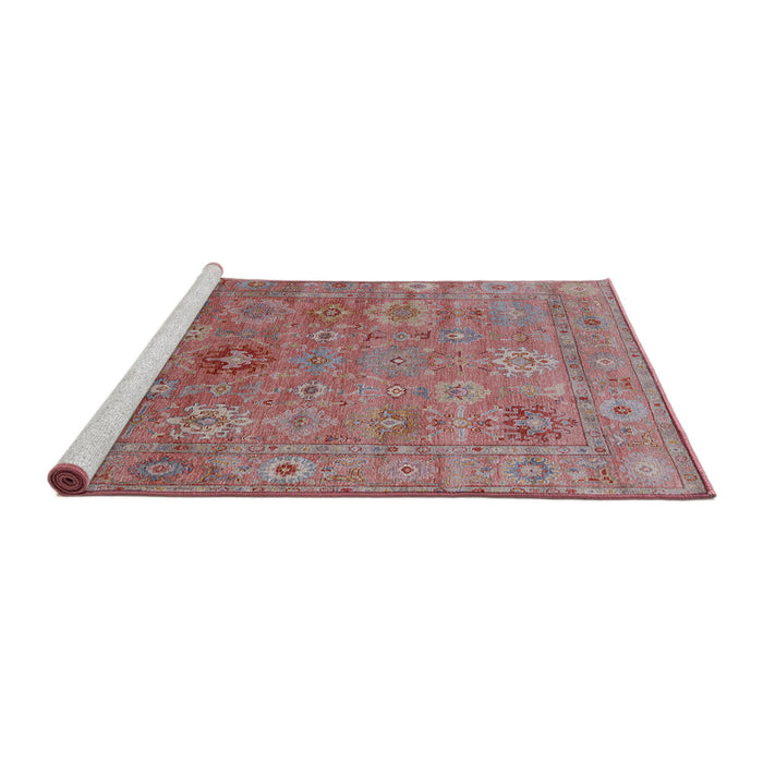 Sideview of Machine Washable Industrial Modern Pink Brown Pink Rug, wshurb2003