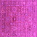 Square Machine Washable Oriental Pink Industrial Rug, wshurb2003pnk