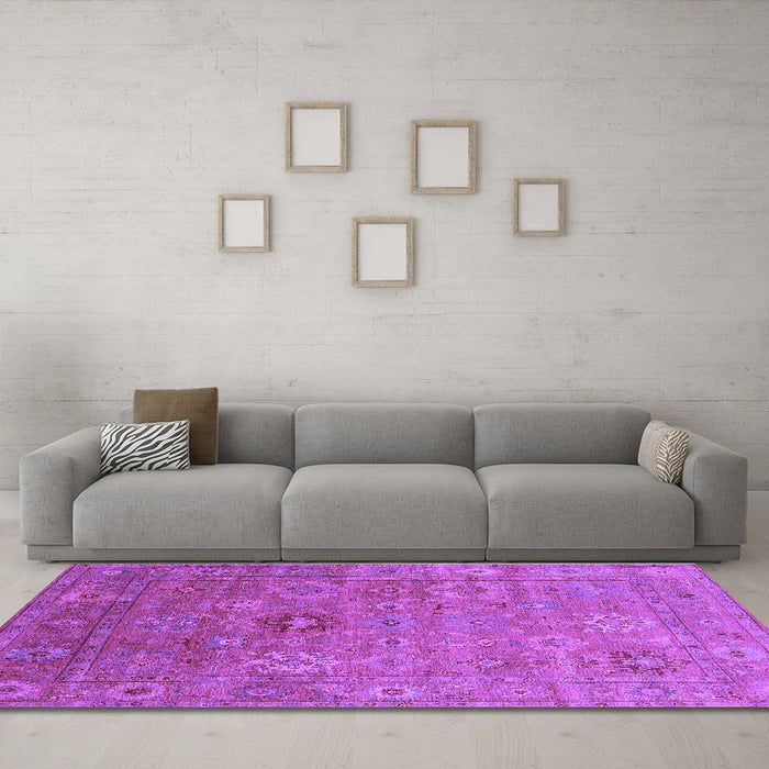 Machine Washable Oriental Purple Industrial Area Rugs in a Living Room, wshurb2003pur