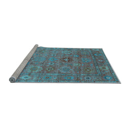 Sideview of Machine Washable Oriental Light Blue Industrial Rug, wshurb2003lblu