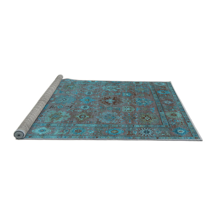 Sideview of Machine Washable Oriental Light Blue Industrial Rug, wshurb2003lblu