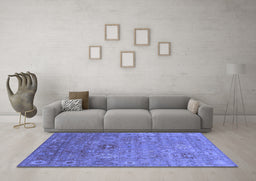 Machine Washable Oriental Blue Industrial Rug in a Living Room, wshurb2003blu