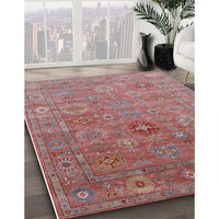 Mid-Century Modern Pink Brown Pink Oriental Rug, urb2003