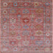 Square Mid-Century Modern Pink Brown Pink Oriental Rug, urb2003