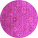 Round Oriental Pink Industrial Rug, urb2003pnk