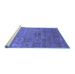 Sideview of Machine Washable Oriental Blue Industrial Rug, wshurb2003blu