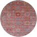 Round Mid-Century Modern Pink Brown Pink Oriental Rug, urb2003