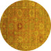 Round Oriental Yellow Industrial Rug, urb2003yw