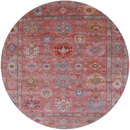 Round Machine Washable Industrial Modern Pink Brown Pink Rug, wshurb2003