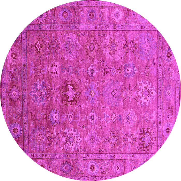 Round Machine Washable Oriental Pink Industrial Rug, wshurb2003pnk
