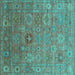 Square Oriental Turquoise Industrial Rug, urb2003turq