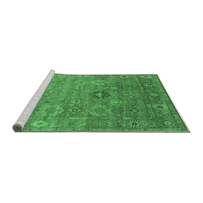 Sideview of Machine Washable Oriental Emerald Green Industrial Area Rugs, wshurb2003emgrn