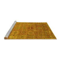 Sideview of Machine Washable Oriental Yellow Industrial Rug, wshurb2003yw