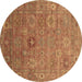 Round Oriental Brown Industrial Rug, urb2003brn