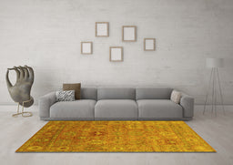 Machine Washable Oriental Yellow Industrial Rug in a Living Room, wshurb2003yw