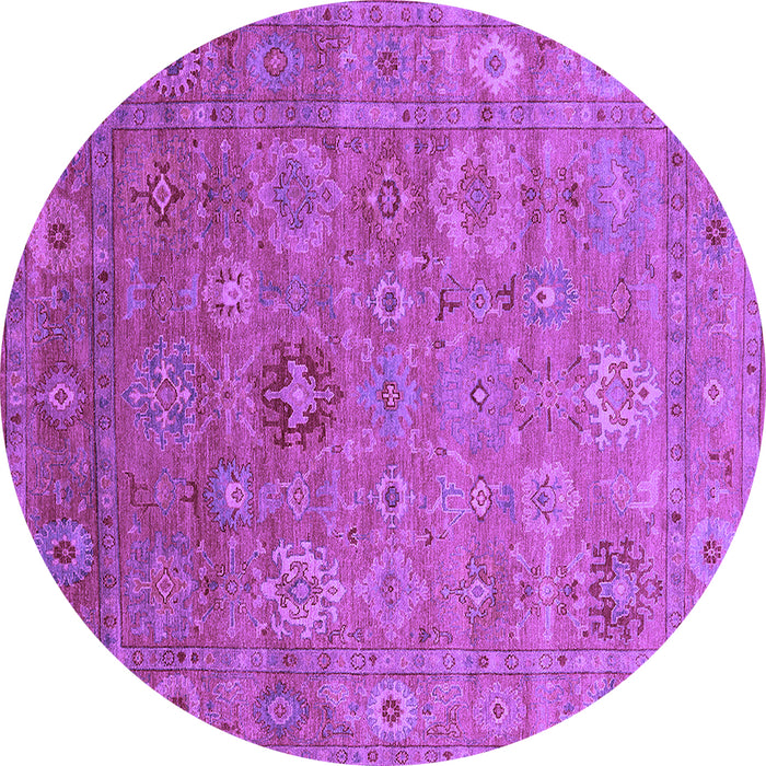 Round Machine Washable Oriental Purple Industrial Area Rugs, wshurb2003pur