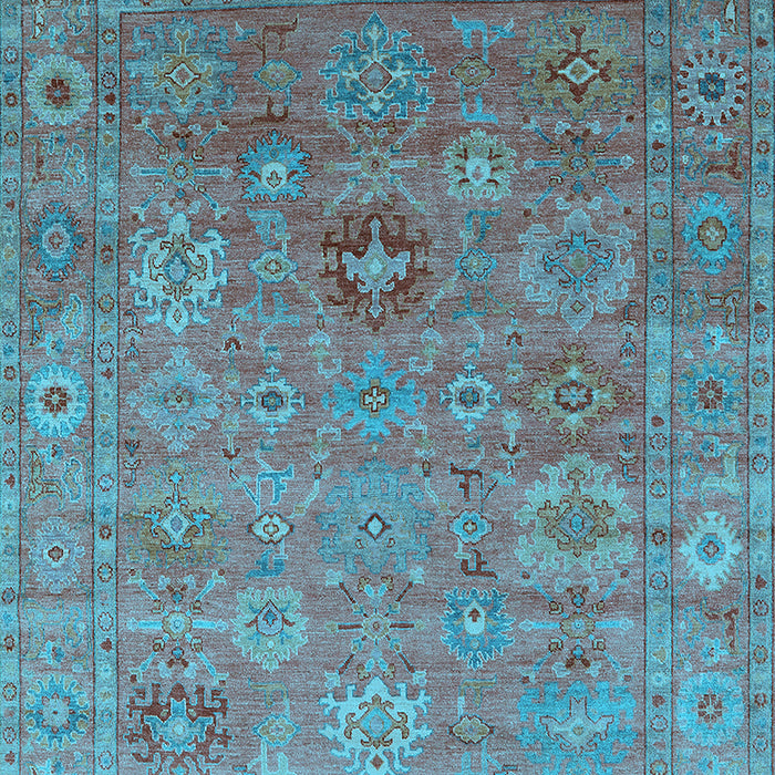 Machine Washable Oriental Light Blue Industrial Rug, wshurb2003lblu