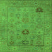 Square Machine Washable Oriental Green Industrial Area Rugs, wshurb2004grn