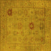 Square Machine Washable Oriental Yellow Industrial Rug, wshurb2004yw