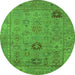 Round Oriental Green Industrial Rug, urb2004grn