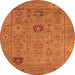 Round Oriental Orange Industrial Rug, urb2004org