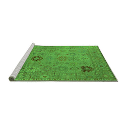 Sideview of Machine Washable Oriental Green Industrial Area Rugs, wshurb2004grn