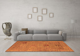 Machine Washable Oriental Orange Industrial Area Rugs in a Living Room, wshurb2004org
