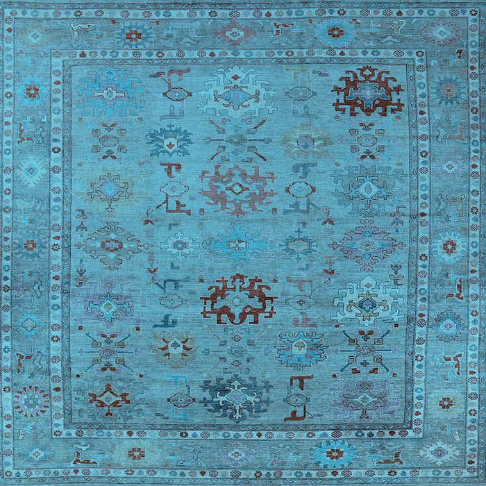 Square Machine Washable Oriental Light Blue Industrial Rug, wshurb2004lblu