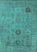 Machine Washable Oriental Turquoise Industrial Area Rugs, wshurb2004turq