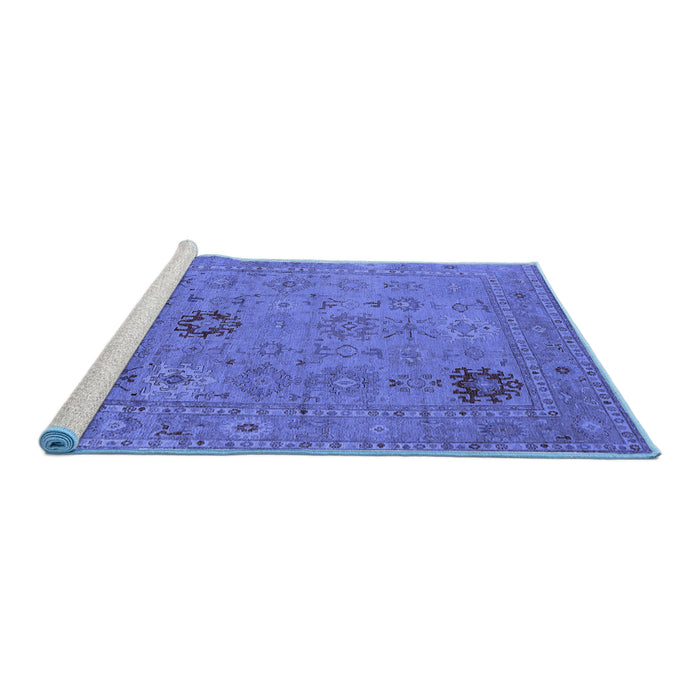 Sideview of Machine Washable Oriental Blue Industrial Rug, wshurb2004blu